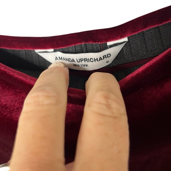 Amanda Uprichard Aviette Skirt Size Medium Red Velvet Asymmetrical Midi Skirt - Picture 7 of 9